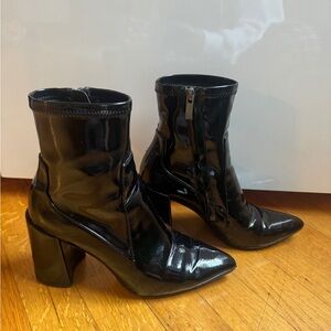 Black Patent Leather Ankle Boots